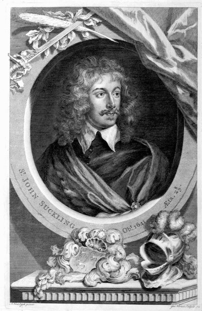 Sir John Suckling, Engraved by George Vertue by Anthony van Dyck